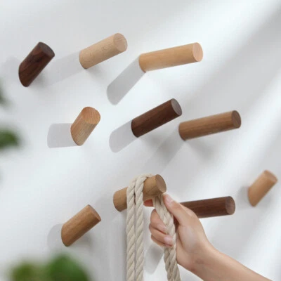 1PC Wooden Wall Mounted Coat Hooks Peg Jacket Hanger Pegs Rack Hanging Hooks - Image 1 of 4