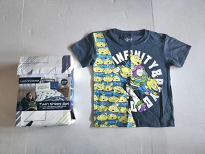 DISNEY PIXAR TOY STORY LIGHT YEAR TWIN SHEET SET & BOYS T-SHIRT SZ 4 BLUE - Picture 1 of 6