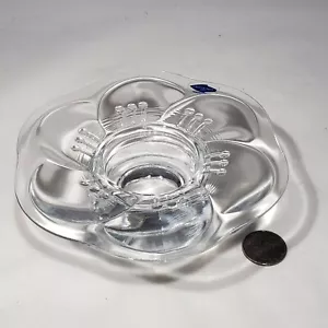 Portavelas votivas de vidrio transparente floral Nuutajarvi Wartsila Finlandia Usado en excelente condición - Imagen 1 de 7