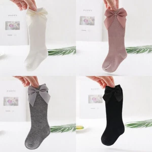 Big 0-3 Soft Knee Girls Baby Newborn High Bow Socks Long Cotton Bowknot Years - Picture 1 of 20