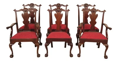 L37022E: Set Of 6 HENKEL HARRIS Ball -N- Claw Mahogany Dining Room Chairs - Image 1 of 4
