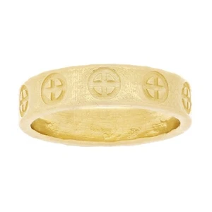 14k Yellow Gold Hammered Sun Cross Ring Size 7.5 - 5.2mm 5.5 grams - Picture 1 of 4