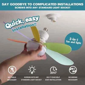 Large Ceiling Fan E27 Socket Fan 40W with Dimmable LED Light Remote Controller - Picture 1 of 26