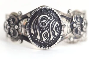 Antiker Berber Stil, Silber Armreif (800er), Silber geschwärzt, L: 18,5 cm - Picture 1 of 6