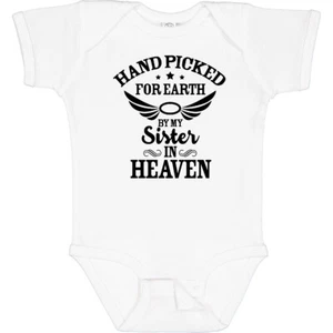 Inktastic Handpicked For Earth By My Sister In Heaven With Angel Baby Bodysuit - Picture 1 of 22