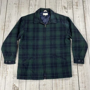 VTG GEOFFREY BEENE MENS WOOL PLAID CRUISER JACKET POCKETED ZIP FRONT FLANNEL M - Picture 1 of 7