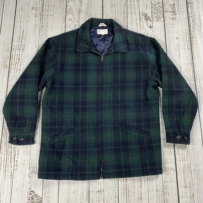 CHAQUETA CRUCERO DE COLECCIÓN GEOFFREY BEENE PARA HOMBRE LANA A CUADROS BOLSILLO CREMALLERA FRANELA FRONTAL M Foto 1 de 4