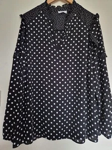 LOVELY PAPAYA BLACK SPOTTED BLOUSE SIZE 20 - Picture 1 of 4