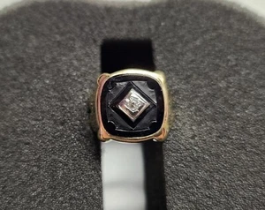 10k Yellow Gold Black Onyx & Diamond Ring - Picture 1 of 7