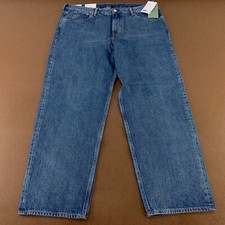 H&M Men's Size 40 x 32 Medium Wash Denim Loose Fit Straight Leg Jeans NWT