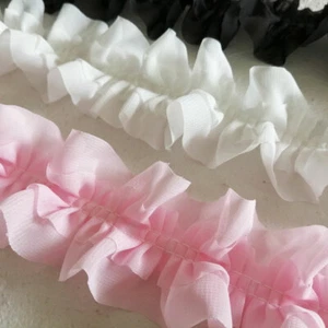Chiffon Trimming Lace Ruffle Frilly Ribbon Edging Pleated Sewing Craft Decor New - Picture 1 of 11