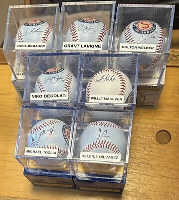 7 DIFf 2021 SPOKANE INDIANS MINOR LEAGUE BASEBALL SINGLE SIGNED NWL ROCKIES - Image 1 of 3