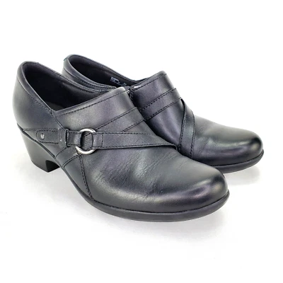 Mocassim Clarks Feminino Tamanho 9 Salto Anel com Cinto Preto Botinha Genette Arc Shoes - Imagem 1 de 4