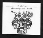 ca. 1820 Grimming Gryming von Stahl Wappen Adel coat of arms Kupferstich antique