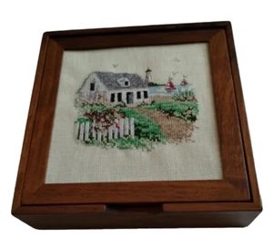 KREUZSTICH HOLZ GEDANKENBOX MIT EINSATZFENSTER - Bild 1 von 9