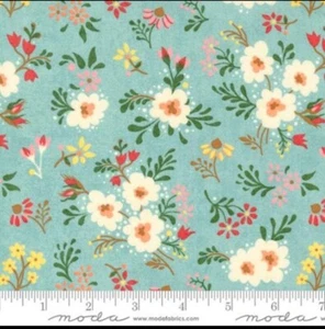 Basicgrey Fruit Loop Flowers Floral Aqua Blue Moda Vintage Retro Jenipapo Moda - Picture 1 of 1