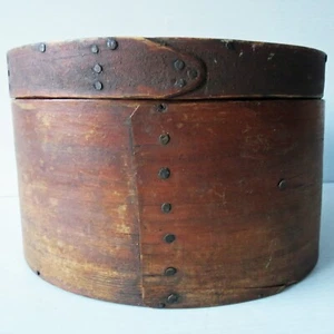 Antique Round WOOD PANTRY BOX with Cover - 8 1/2" Dia. - Picture 1 of 24