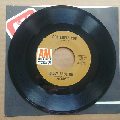 BILLY PRESTON God Loves You/Slaughter 45 7" FUNK SOUL Record Vinyl A&M Records - Image 1 of 2