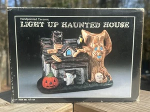 Vintage 1987 Keramik beleuchtet Spukhaus Halloween Dekor Great Western Trading Co - Bild 1 von 6