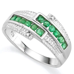 Damen Ring Mallory, 925er Silber, 0,86 Kt. echter Smaragd/Diamant - Bild 1 von 2