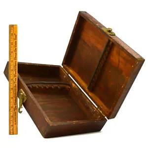 Vintage HOLZ WERKZEUGKASTEN 11x8x3" einzigartiger ALTER MEISSEL &/oder BOHRER BIT BOX ordentlicher Riegel!! - Bild 1 von 12