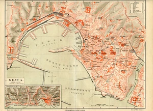 Uralte Landkarte Genua, Genova, Italien, Original Litho, 1 : 13.300, um 1890 - Picture 1 of 2
