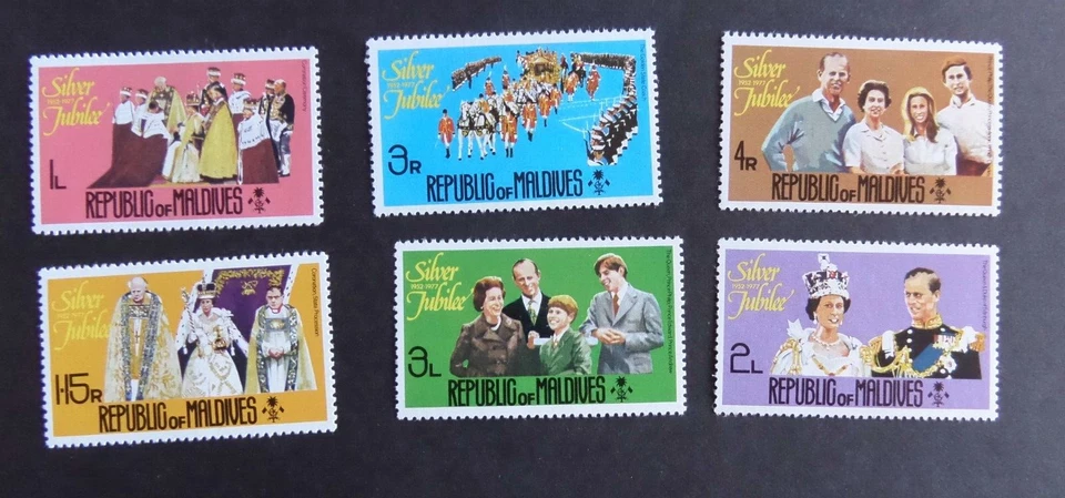 Maldivas 1977 Silver Jubilee SG672/8 Perf 14 MNH UM sin montar como nuevo Foto 1 de 1