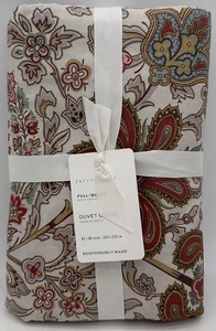 Pottery Barn Charlie Paisley FULL / QUEEN Duvet Cover ~ Red Multi - Picture 1 of 2