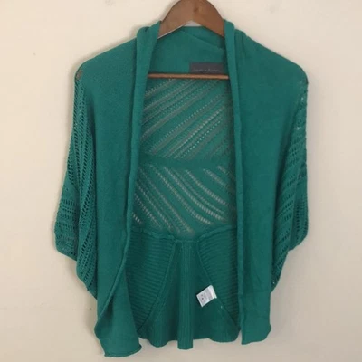 Воскресенье в Бруклине бирюзовый вязаный кардиган полупрозрачный открытый передний lagenlook SZ M - Изображение 1 из 4