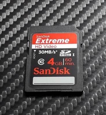 SANDISK EXTREME 4GB 30MB/S CLASS 10 HD VIDEO SD CARD For Camera 3DS Wii Dashcam - Image 1 of 3