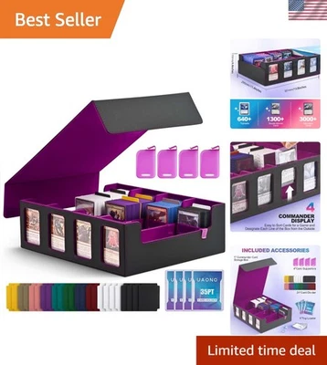 Trading Card Storage Box with Commander Display - Black & Purple, Modern - Image 1 of 4