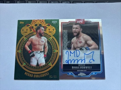 2024 Topps  Noche #20 Merab Dvalishvili Green 91/99 Chrome On Card Auto Combo - Image 1 of 4