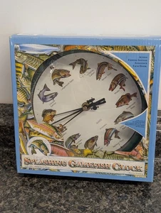 NEW Mark Feldstein Splashing Gamefish Hourly Fishing Fish Sounds Wall Clock - Picture 1 of 2