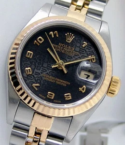 Rolex Lady-Datejust Gold Steel Black Jubilee Arabic 79173 - Pre-owned - Picture 1 of 9