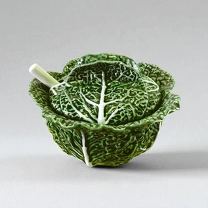 Vintage Grünkohl Keramik Keramik Deckelschale Portugal 8" - Bild 1 von 18