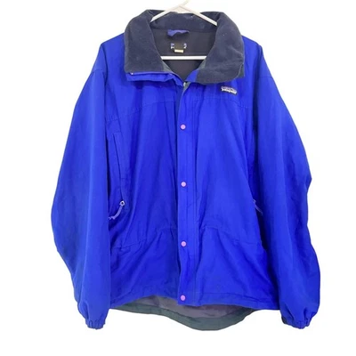Chaqueta cortavientos vintage Patagonia para hombre azul cremallera completa abotonada malla con capucha L Foto 1 de 4