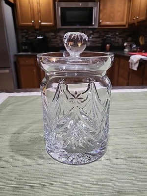 Waterford Crystal Christmas Tree Cookie Jar W/Lid & Sticker - Image 1 of 4