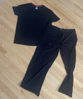 RALPH LAUREN POLI мужской пижамы PJ комплект брюки + футболка черный XL новый без ЯРЛЫКОВ - Изображение 1 из 4