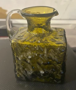 Vintage Green Hand Blown Glass 4" Pitcher - Picture 1 of 1