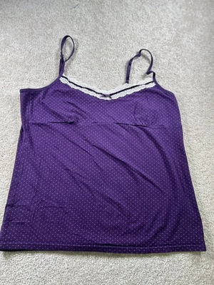 Camiseta sin mangas para mujer Faded Glory púrpura a lunares grande algodón spandex Y2K Foto 1 de 4