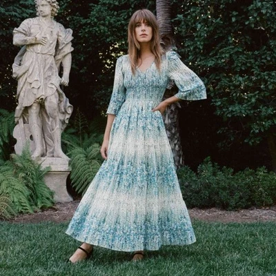 Maxi Vestido Christy Dawn Azul y Verde Floral Albahaca Talla XL Foto 1 de 4