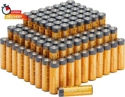 Amazon Basics 100-Pack AA Alkaline High-Performance Batteries, 1.5 Volt, 10-Year - Image 1 of 4