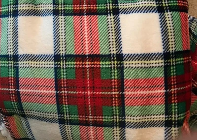 Tommy Hilfiger Plush Sherpa Throw Blanket Tartan Plaid 70" Red Green Christmas - Image 1 of 3
