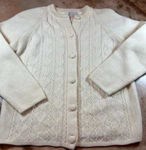 Satisfaction Always EK Acrylic Cream Button Up Sweater Size 40 Tailored Taiwan - Picture 1 of 12