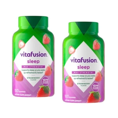 2 Pack Vitafusion Melatonin Max Strength Gummies Strawberry 10mg 100 Gummies - Image 1 of 4