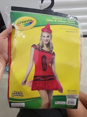 Crayola Brillo y Brillo Acero Rojo Vestido Adulto Halloween Disfraz Tallas (4-10) Foto 1 de 4