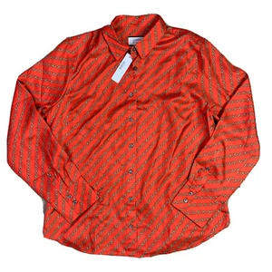 J.Crew Women’s Collection Silk Twill shirt in red chains print - Size 12 New NWT - Picture 1 of 7