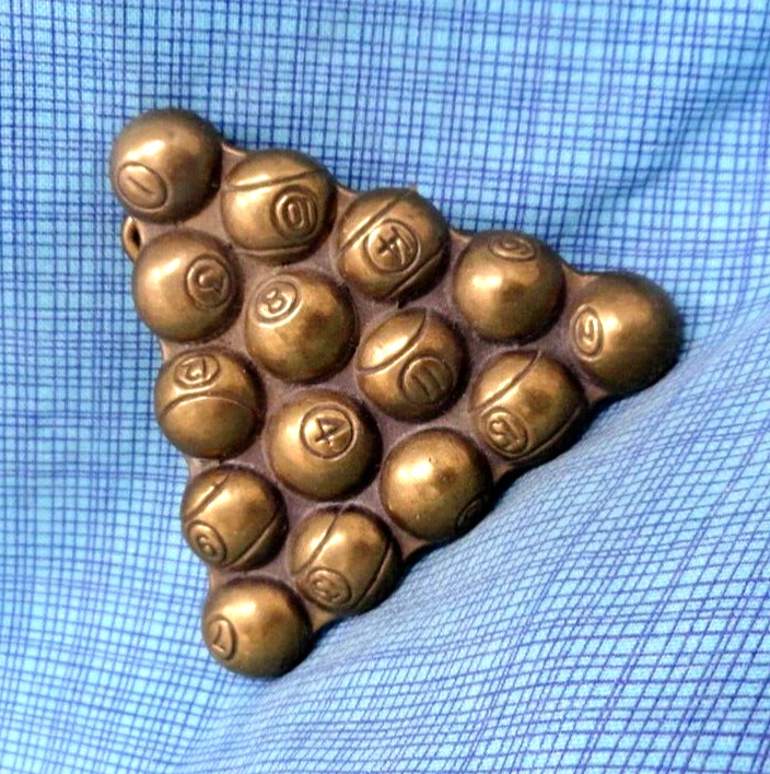 Bolas de bilhar bronze cinto fivela rack bilhar raro vintage anos 70 Barão Taiwan .QRT222 - Imagem 1 de 4