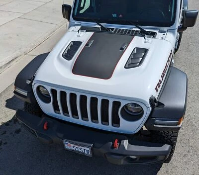 Compatível com 2018-2025 Jeep Jl Jt Wrangler Rubicon Gladiator capô listrado vinil gráfico - Imagem 1 de 4