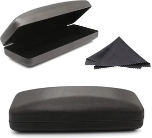 Hard Shell Eyeglass Case- Glass Case w/ Cleaning Cloth, Glasses Case Hard Shell - Picture 1 of 11